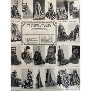 Vintage 1972 Knit & Crochet Book Jack Frost 21 GYPSY AFGHANS Patterns